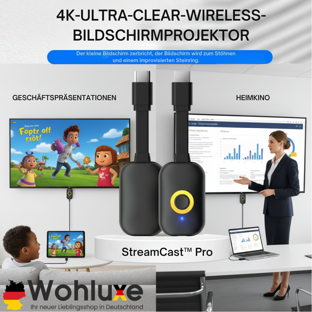 StreamCast™ Pro | Großes Bildschirm-Erlebnis ganz ohne WLAN oder Aufwand