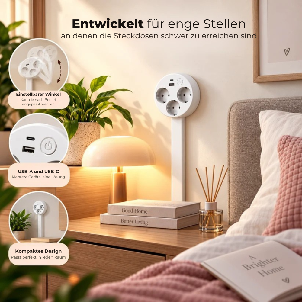 PlugFlex™ | Stecker problemlos hinter Möbeln anschließen
