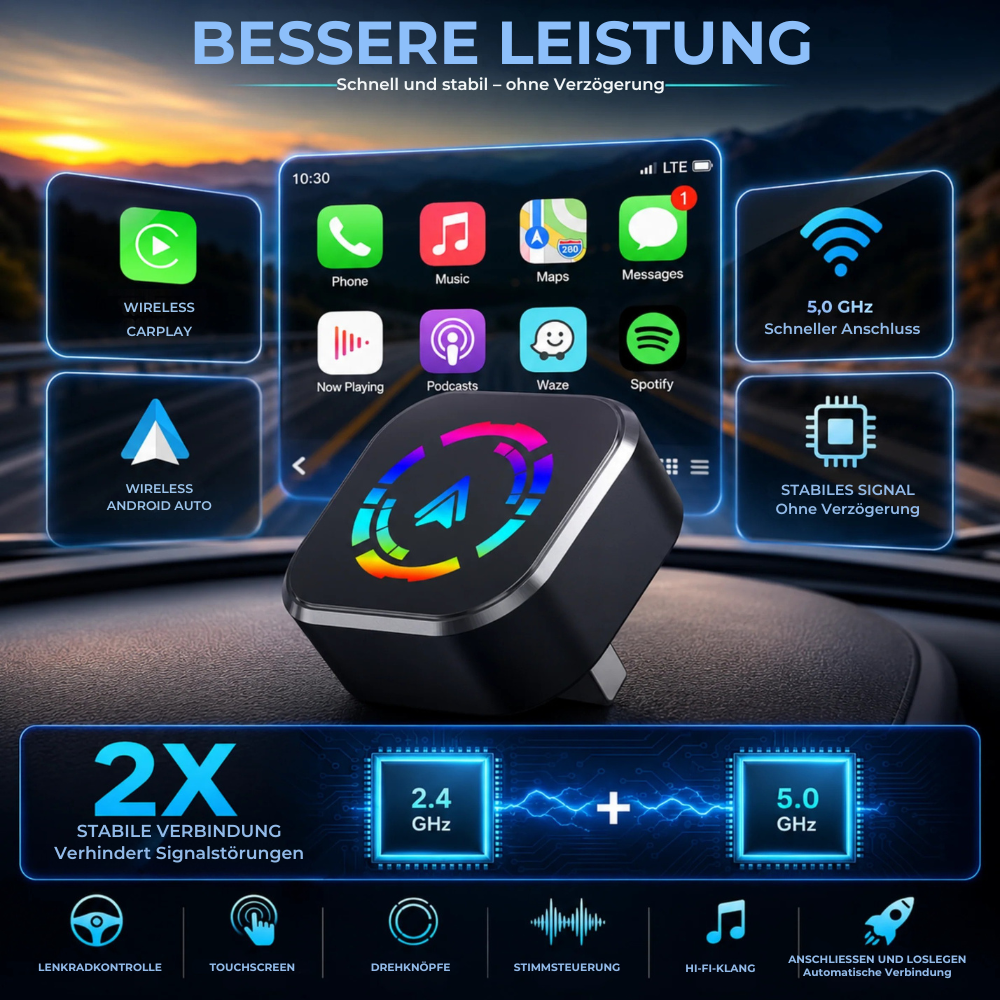 DriveLink Pro™ | Kabelloses CarPlay für eine nahtlose Verbindung unterwegs