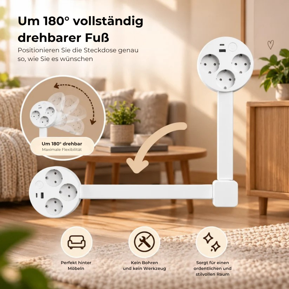 PlugFlex™ | Stecker problemlos hinter Möbeln anschließen