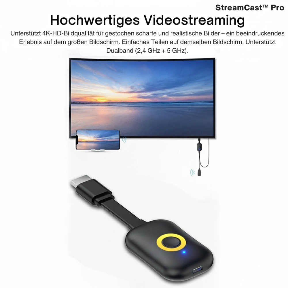 StreamCast™ Pro | Großes Bildschirm-Erlebnis ganz ohne WLAN oder Aufwand