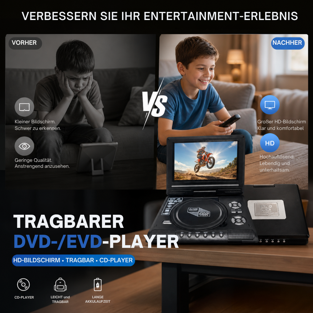 CineGo™ | Tragbarer Filmplayer für entspannte Bildschirmzeit unterwegs