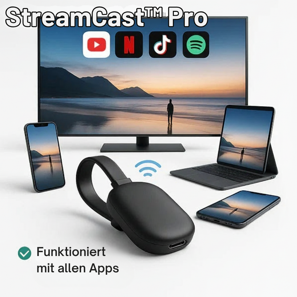 StreamCast™ Pro | Großes Bildschirm-Erlebnis ganz ohne WLAN oder Aufwand