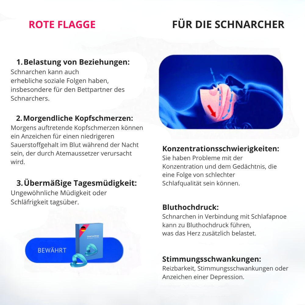 SnarchStop™ | Ruhe im Schlafzimmer und erfrischt aufwachen