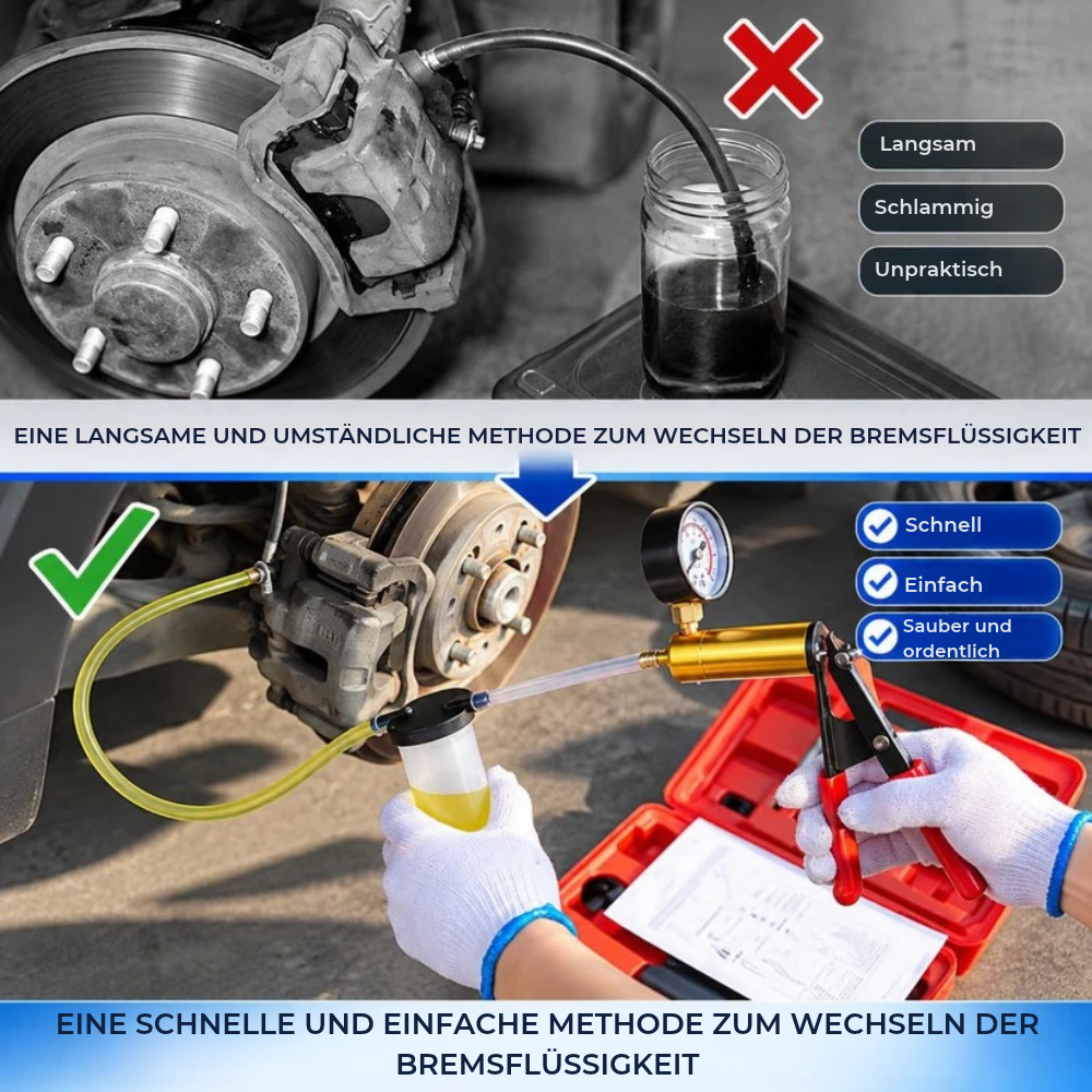 BremseLüft™ | Bremsenentlüftungsgerät für die einfache Ein-Personen-Bedienung