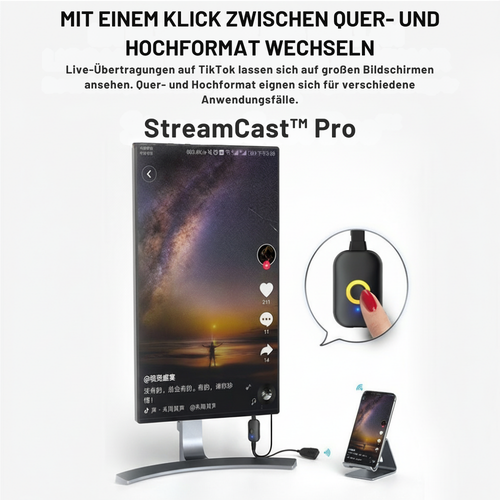 StreamCast™ Pro | Großes Bildschirm-Erlebnis ganz ohne WLAN oder Aufwand