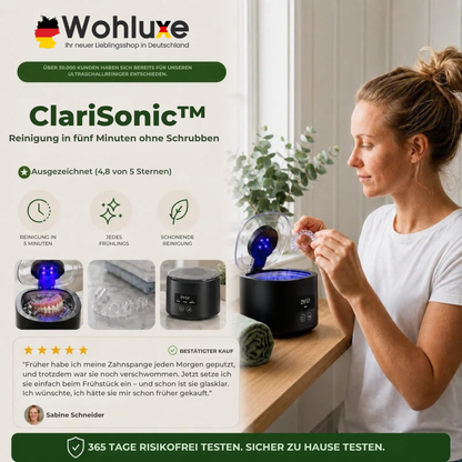 ClariSonic™ | Gründliche fünfminütige Reinigung für Ihre Zahnschiene